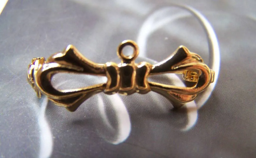 10 pcs Gold Bow Tie Safety Pin Brooch 10x27mm  A3063