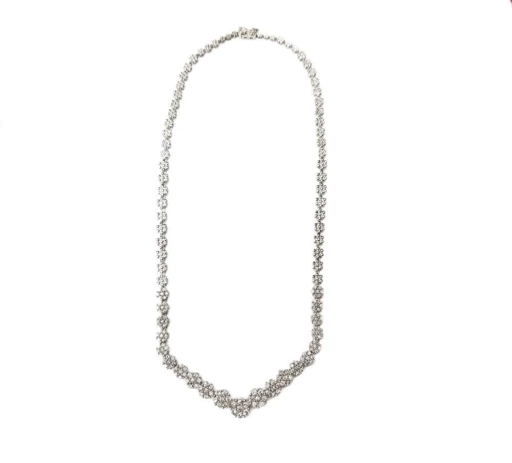 14k Cluster Link Diamond Necklace