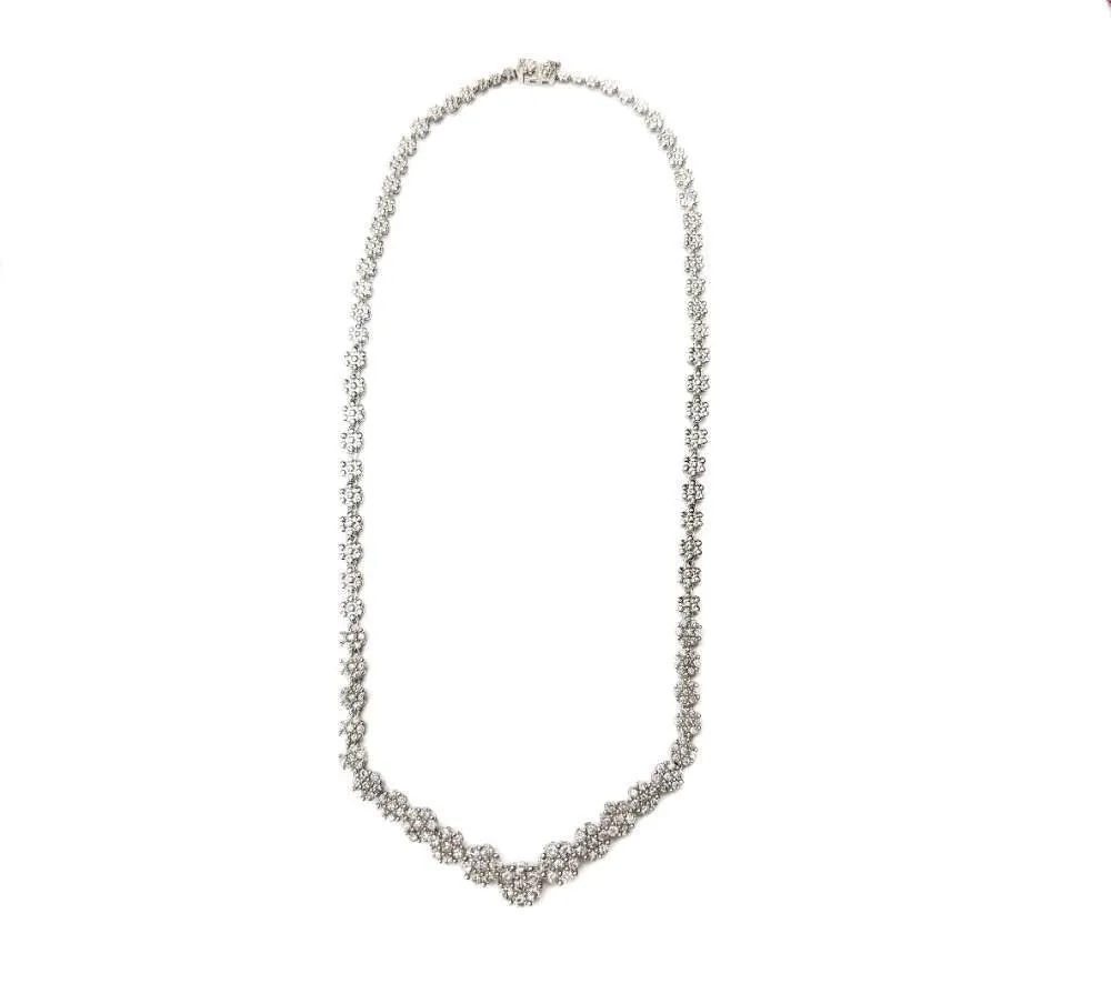 14k Cluster Link Diamond Necklace