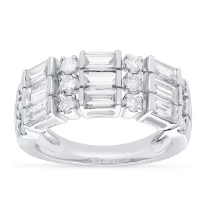14k Gold Three Row Diamond Band