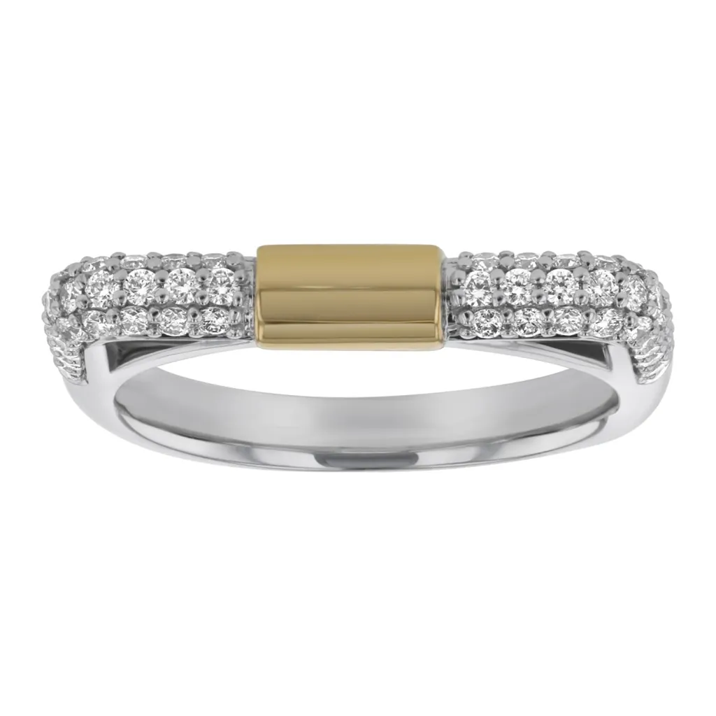 14K White And Yellow Contemporary Natural Diamonds Ring