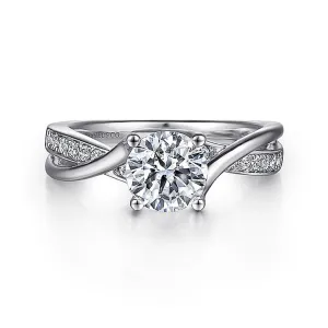 14K White Gold 'Aleesa' Twist Round Diamond Engagement Ring