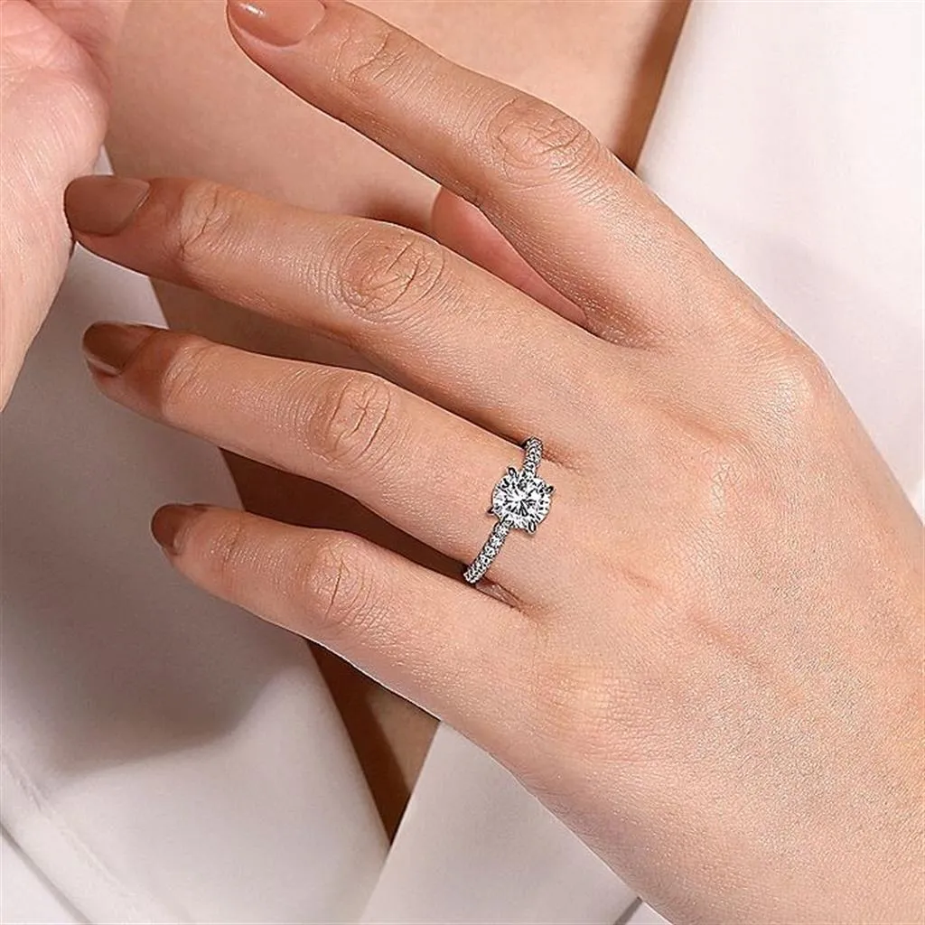 14K White Gold 'Krete' Classic Round Diamond Engagement Ring