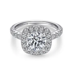 14K White Gold 'Lyla' Halo Round Natural Diamonds Natural Diamonds Engagement Ring