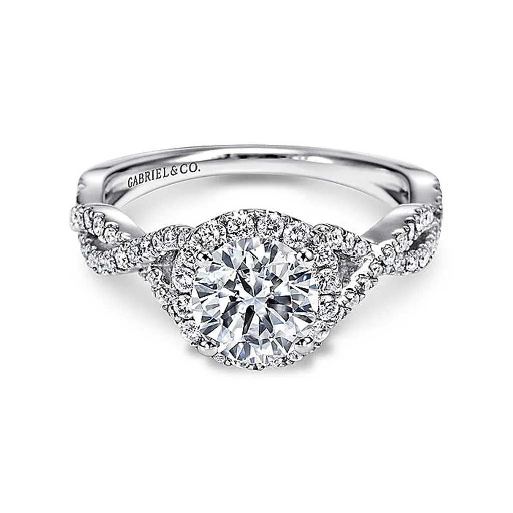 14K White Gold 'Marissa' Round Halo Diamond Engagement Ring
