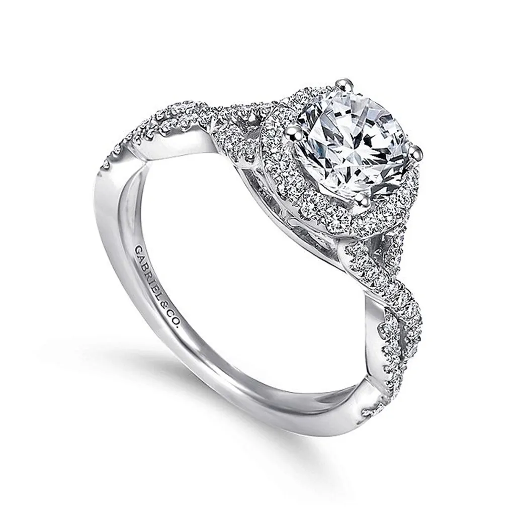 14K White Gold 'Marissa' Round Halo Diamond Engagement Ring