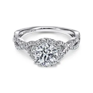 14K White Gold 'Marissa' Round Halo Diamond Engagement Ring
