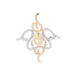 14K Yellow and White Gold ~.95ctw Diamond Angel/Freeform Motif Pendant