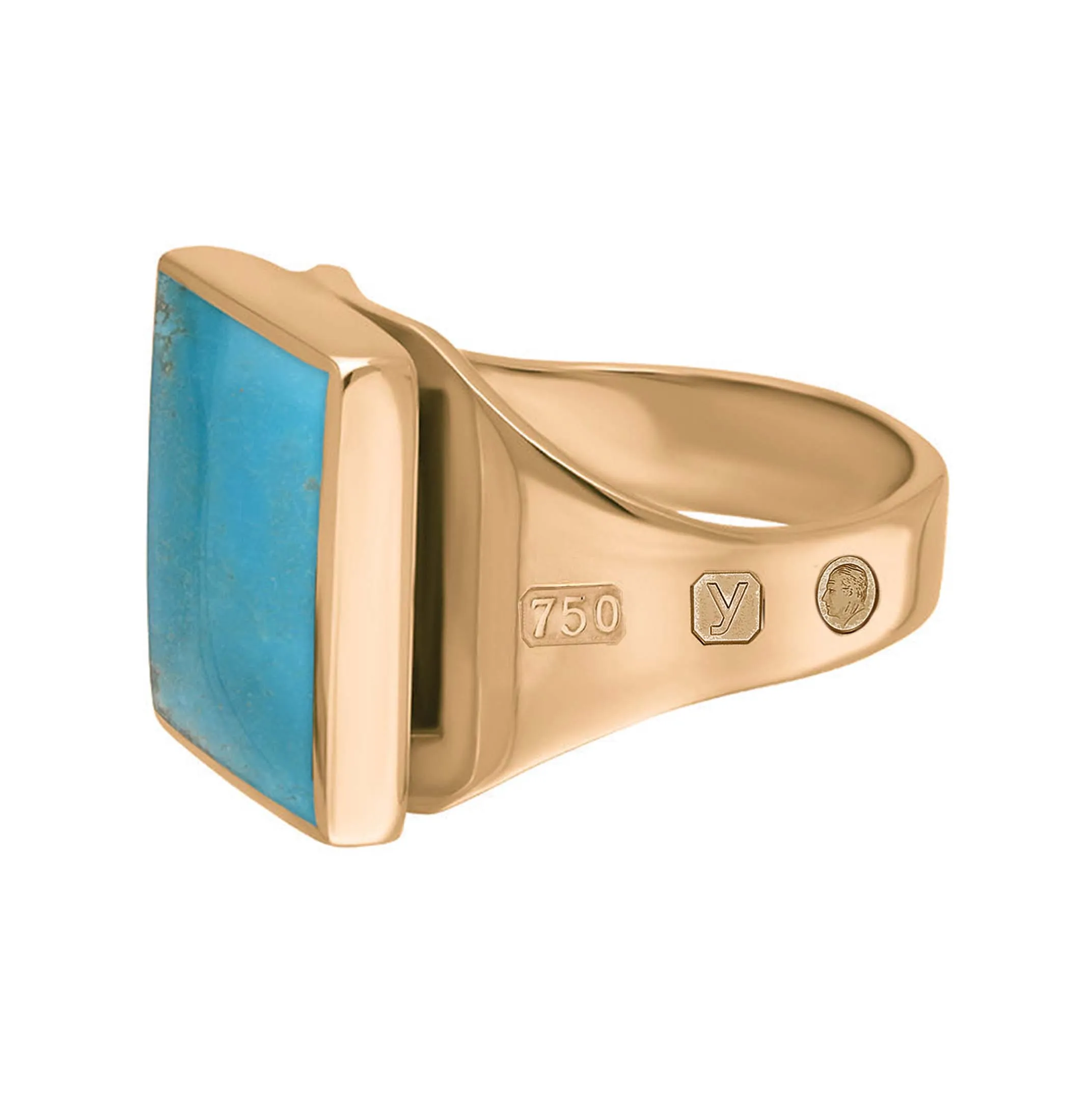 18ct Rose Gold Turquoise King's Coronation Hallmark Small Square Ring D