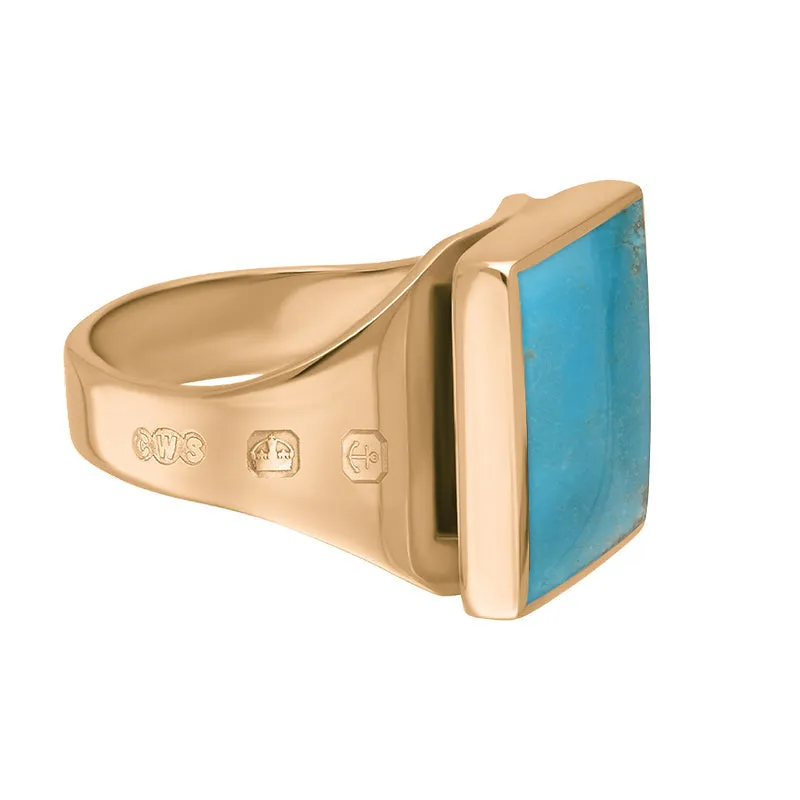 18ct Rose Gold Turquoise King's Coronation Hallmark Small Square Ring D