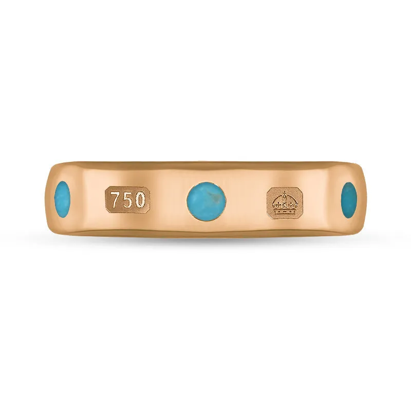 18ct Rose Gold Turquoise Queen's Jubilee Hallmark 5mm Ring D