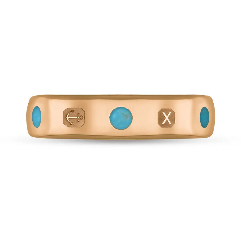 18ct Rose Gold Turquoise Queen's Jubilee Hallmark 5mm Ring D