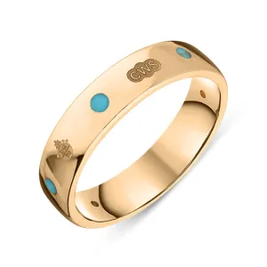 18ct Rose Gold Turquoise Queen's Jubilee Hallmark 5mm Ring D