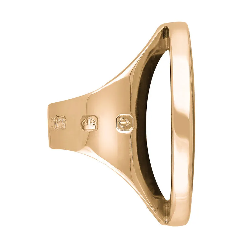 18ct Rose Gold Whitby Jet Hallmark Large Round Ring