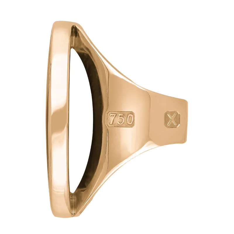 18ct Rose Gold Whitby Jet Hallmark Large Round Ring