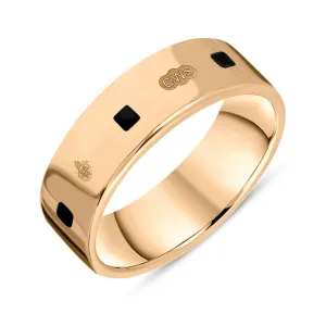 18ct Rose Gold Whitby Jet Queen's Jubilee Hallmark Princess Cut 6mm Ring D