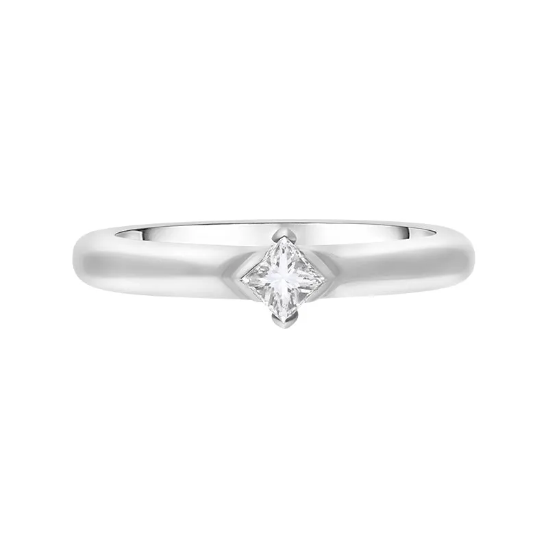18ct White Gold 0.25ct Diamond Princess Cut Solitaire Ring D