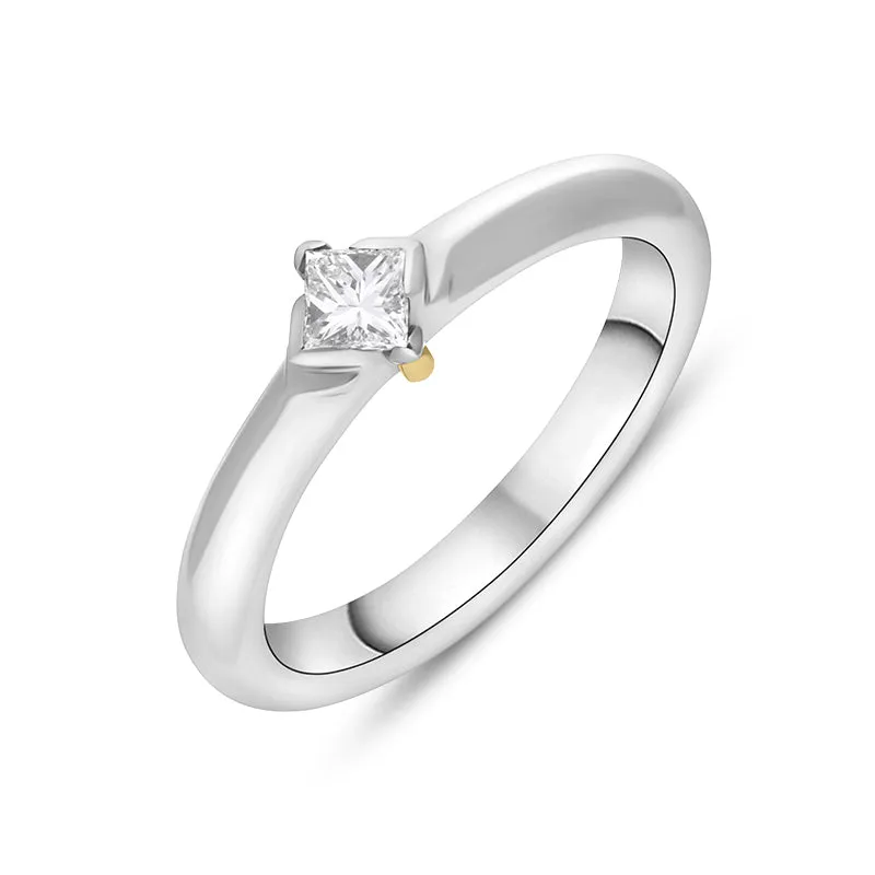 18ct White Gold 0.25ct Diamond Princess Cut Solitaire Ring D
