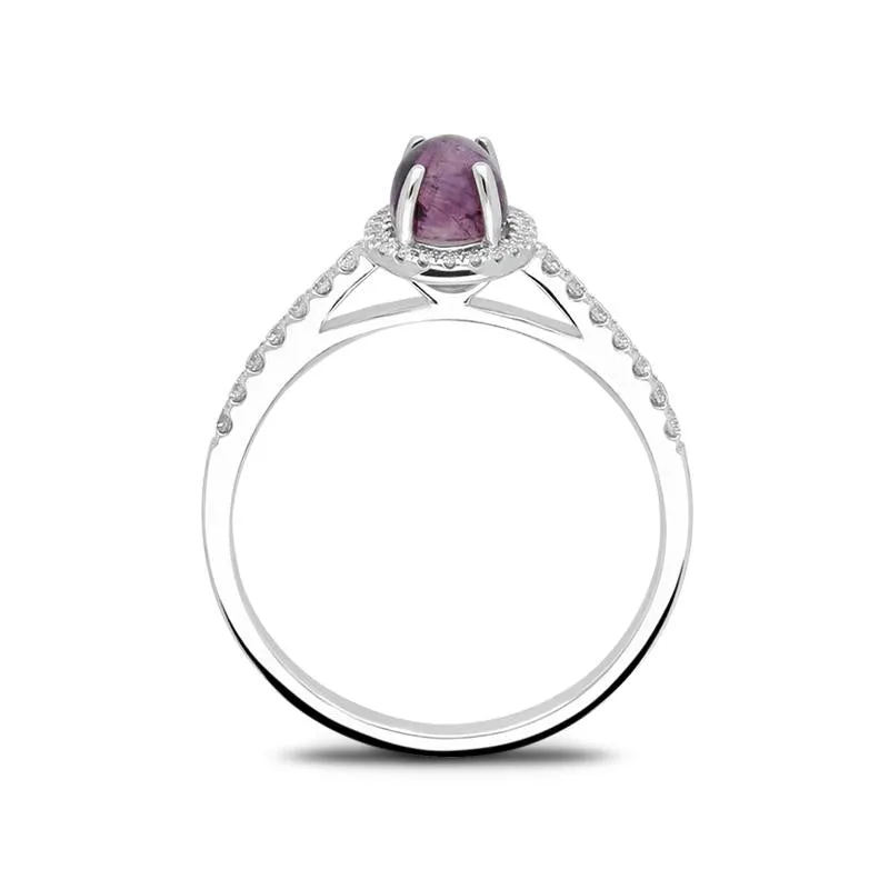 18ct White Gold Blue John Diamond Oval Ring