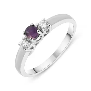 18ct White Gold Blue John Diamond Trilogy Ring