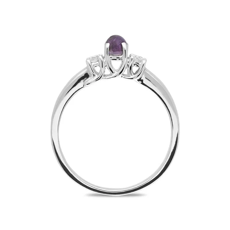 18ct White Gold Blue John Diamond Trilogy Ring