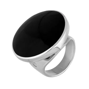 18ct White Gold Whitby Jet King's Coronation Hallmark Medium Round Ring D