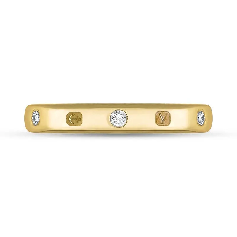 18ct Yellow Gold 0.12ct Diamond King's Coronation Hallmark 3mm Ring D