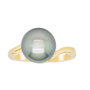 18ct Yellow Gold 10.4mm Black Pearl Ring