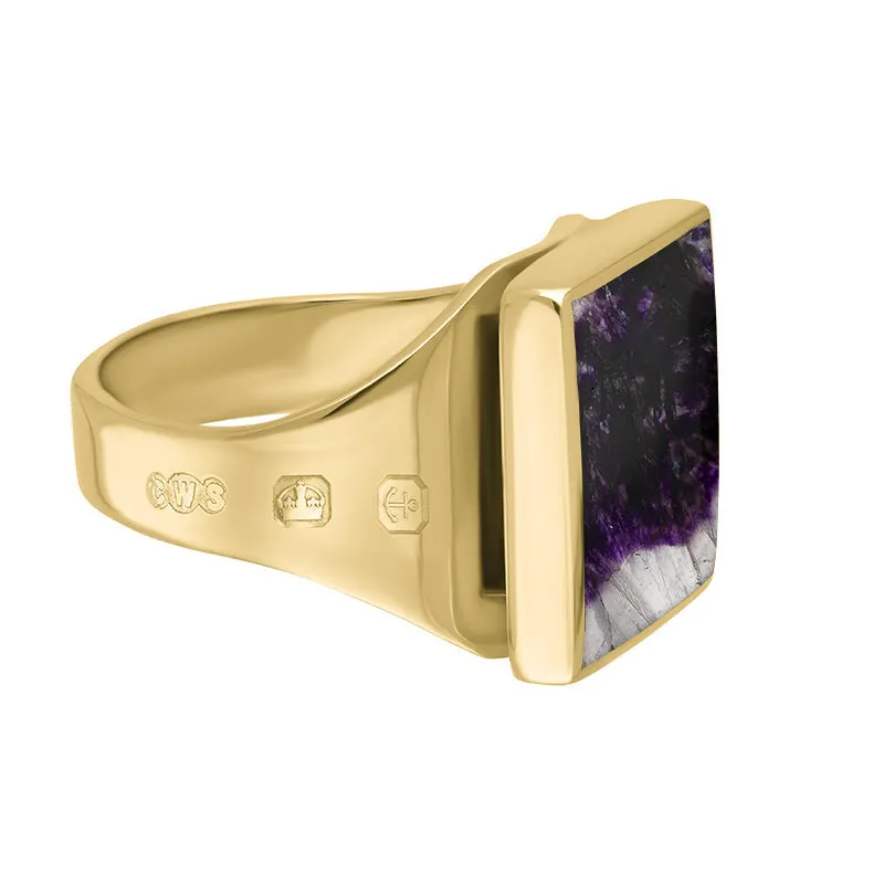 18ct Yellow Gold Blue John King's Coronation Hallmark Small Square Ring D