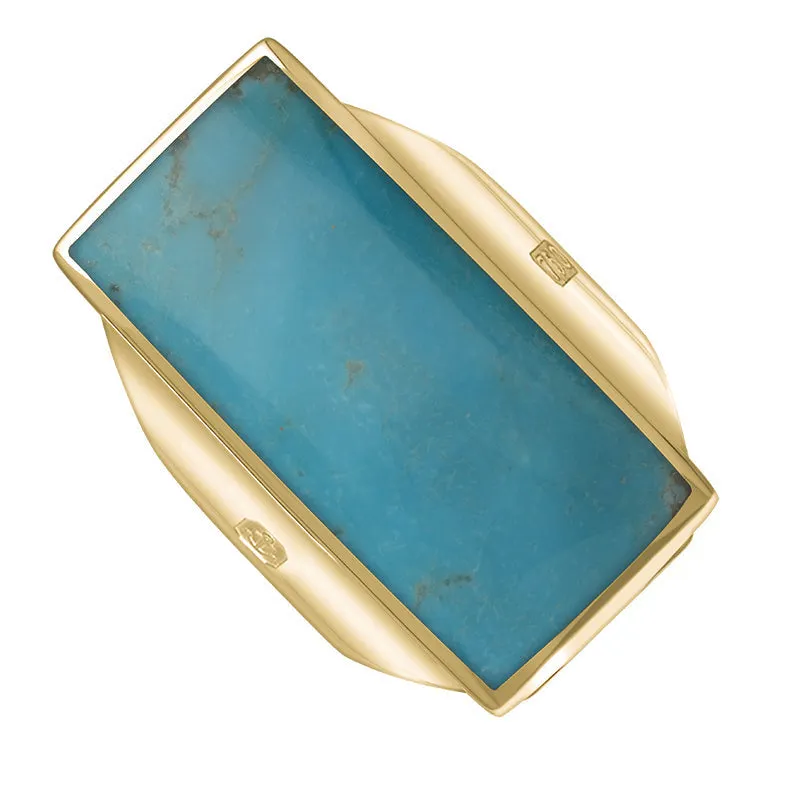 18ct Yellow Gold Turquoise King's Coronation Hallmark Large Oblong Ring D