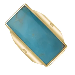 18ct Yellow Gold Turquoise King's Coronation Hallmark Large Oblong Ring D
