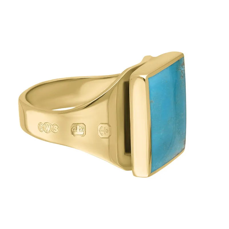 18ct Yellow Gold Turquoise King's Coronation Hallmark Small Square Ring D