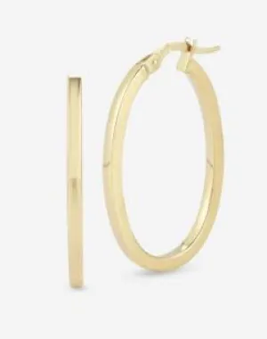 18K YELLOW DESIGNER GOLD THE PERFECT HOOP? SMALL SQUARE EDGED OVAL EARRINGS