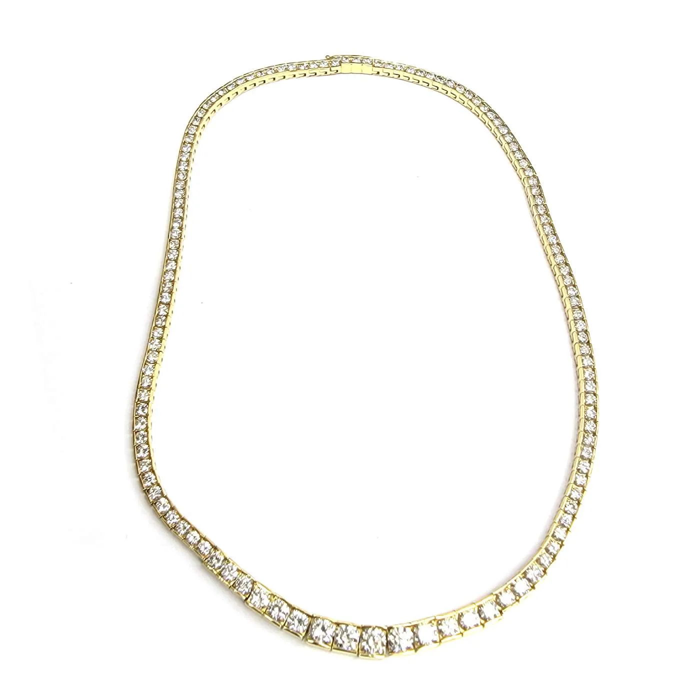 18K Yellow Gold Diamond 15&#34; Tennis Necklace