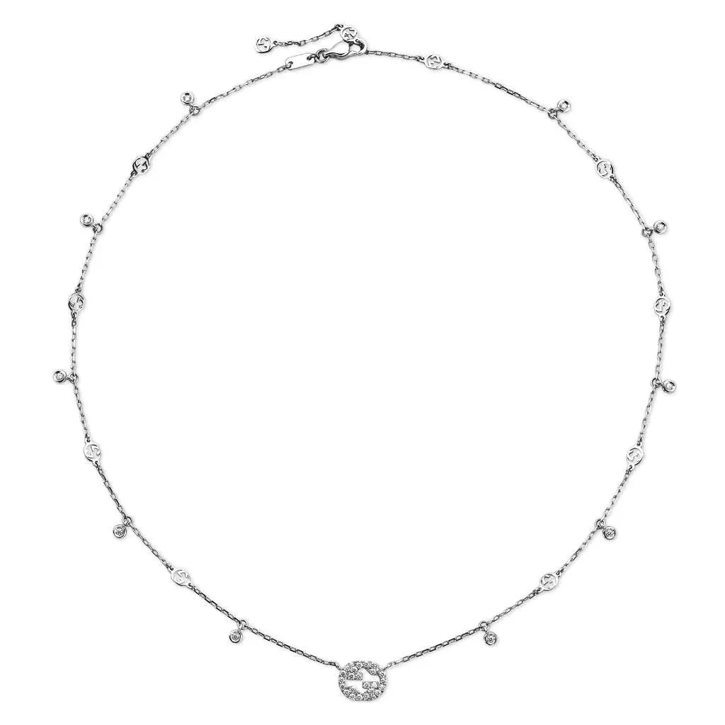 18kt Gold Gucci Diamond Station Necklace