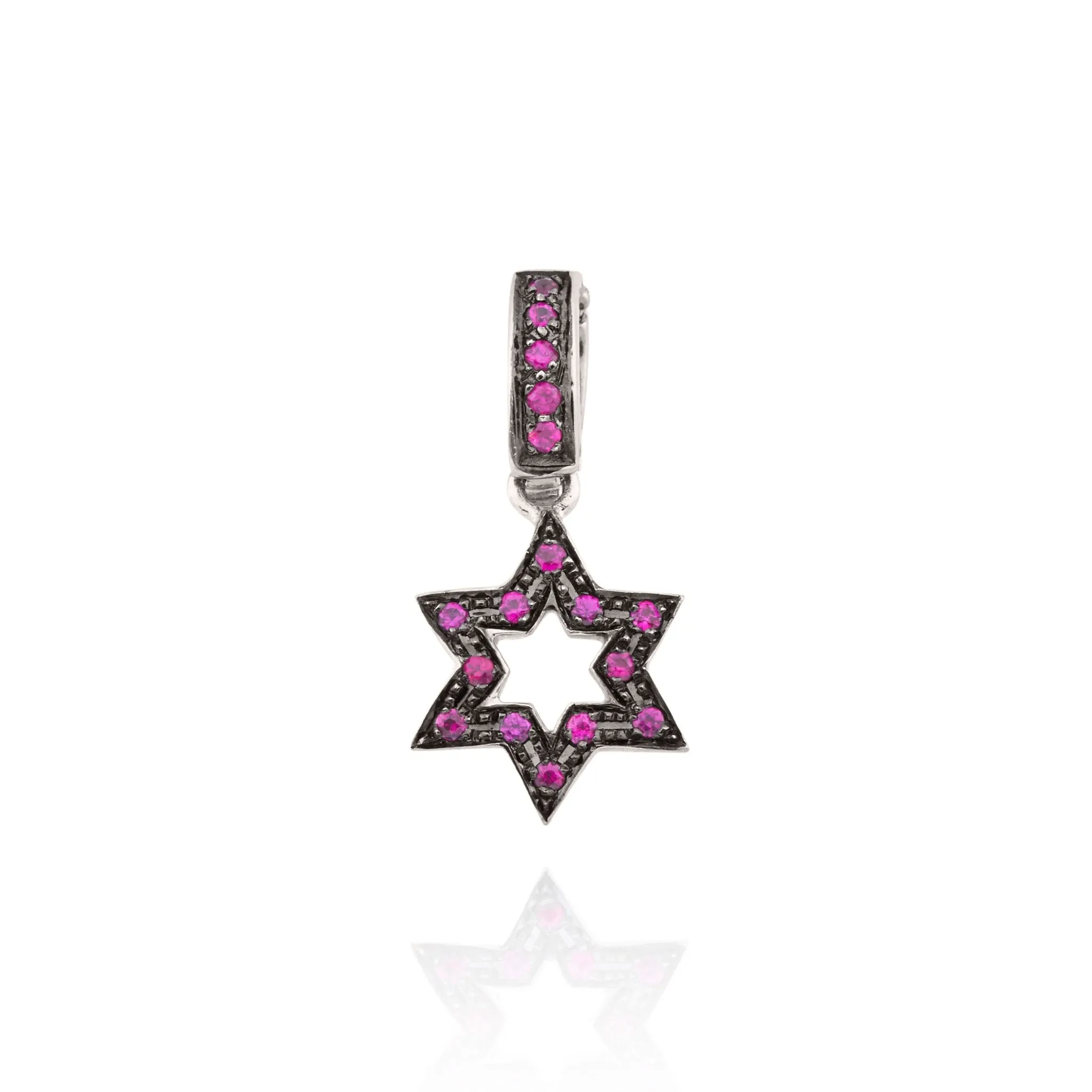 18kt Gold Pav?? Ruby Jewish Star