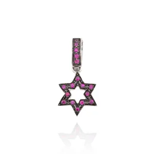 18kt Gold Pav?? Ruby Jewish Star