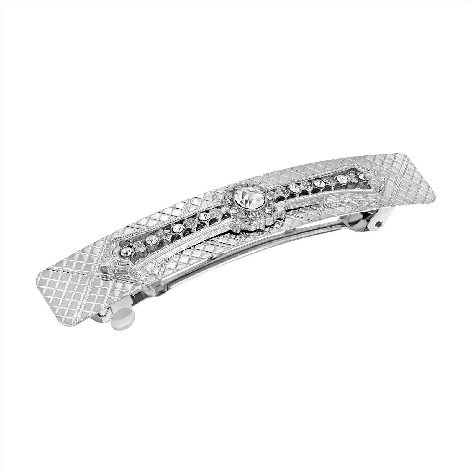 1928 Jewelry Diamond Shape Multi Crystal Bar Hair Barrette