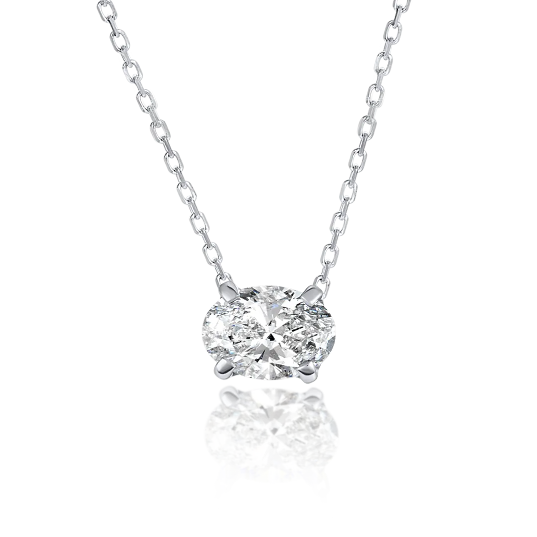 1ct Oval Diamond Pendant White Gold
