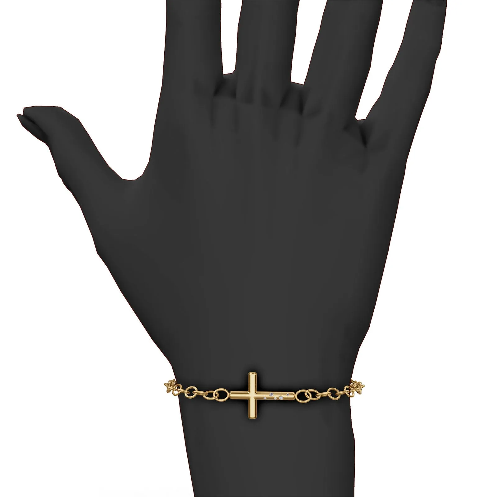 4.8mm Gold Diamond Cross Bracelet