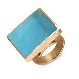 9ct Rose Gold Turquoise King's Coronation Hallmark Medium Square Ring D