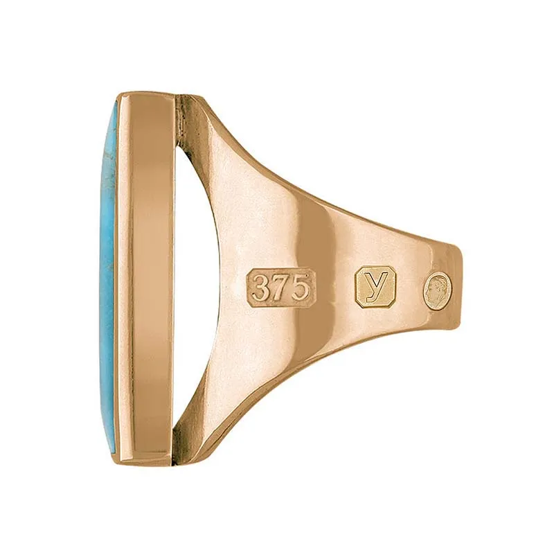 9ct Rose Gold Turquoise King's Coronation Hallmark Medium Square Ring D