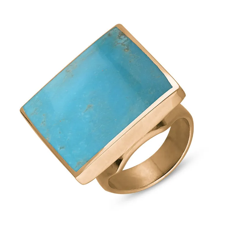 9ct Rose Gold Turquoise King's Coronation Hallmark Medium Square Ring D
