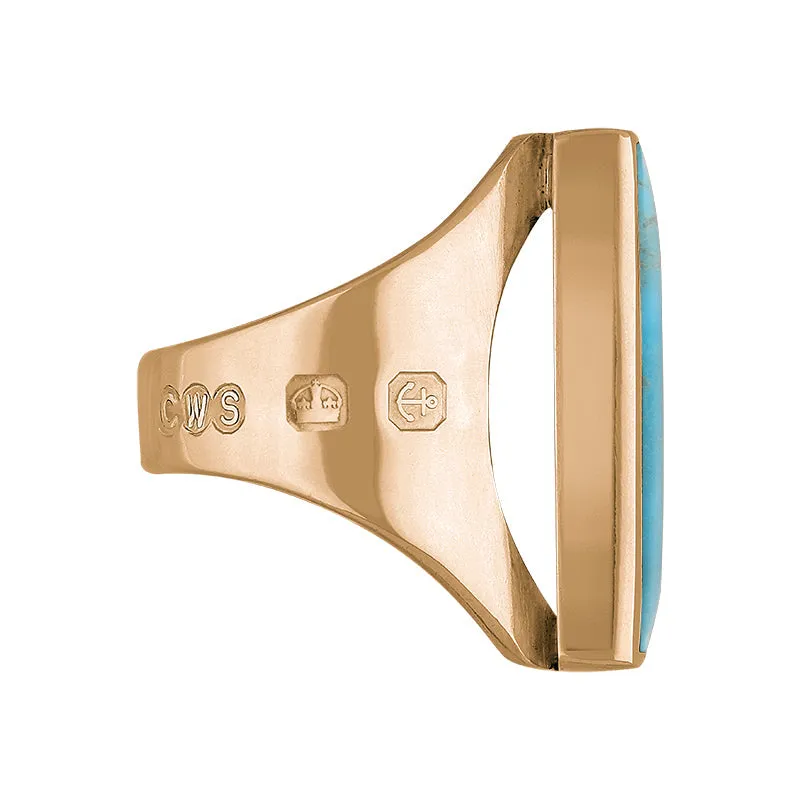 9ct Rose Gold Turquoise King's Coronation Hallmark Medium Square Ring D