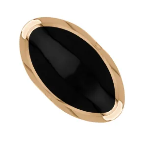 9ct Rose Gold Whitby Jet Hallmark Large Oval Ring
