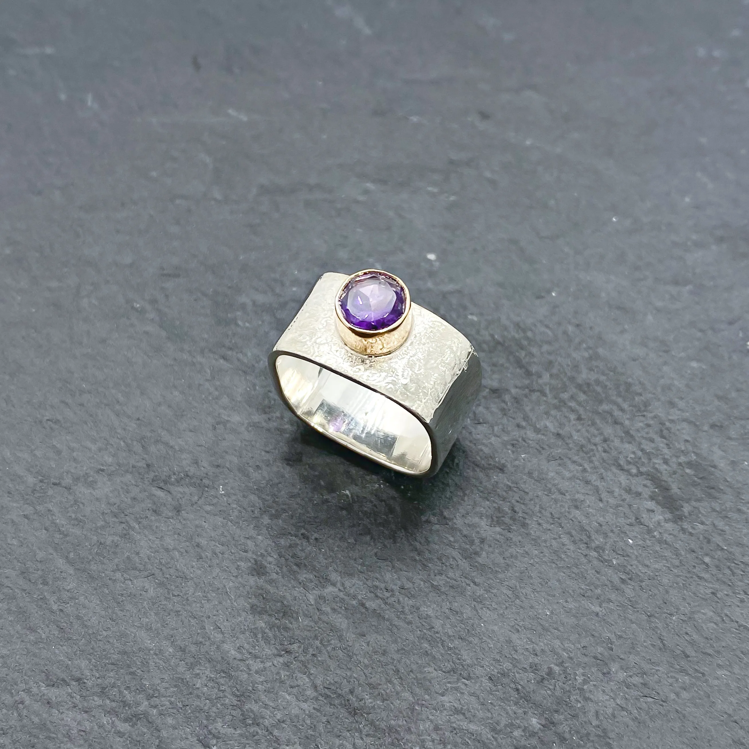 Amethyst Wide Stacking Ring