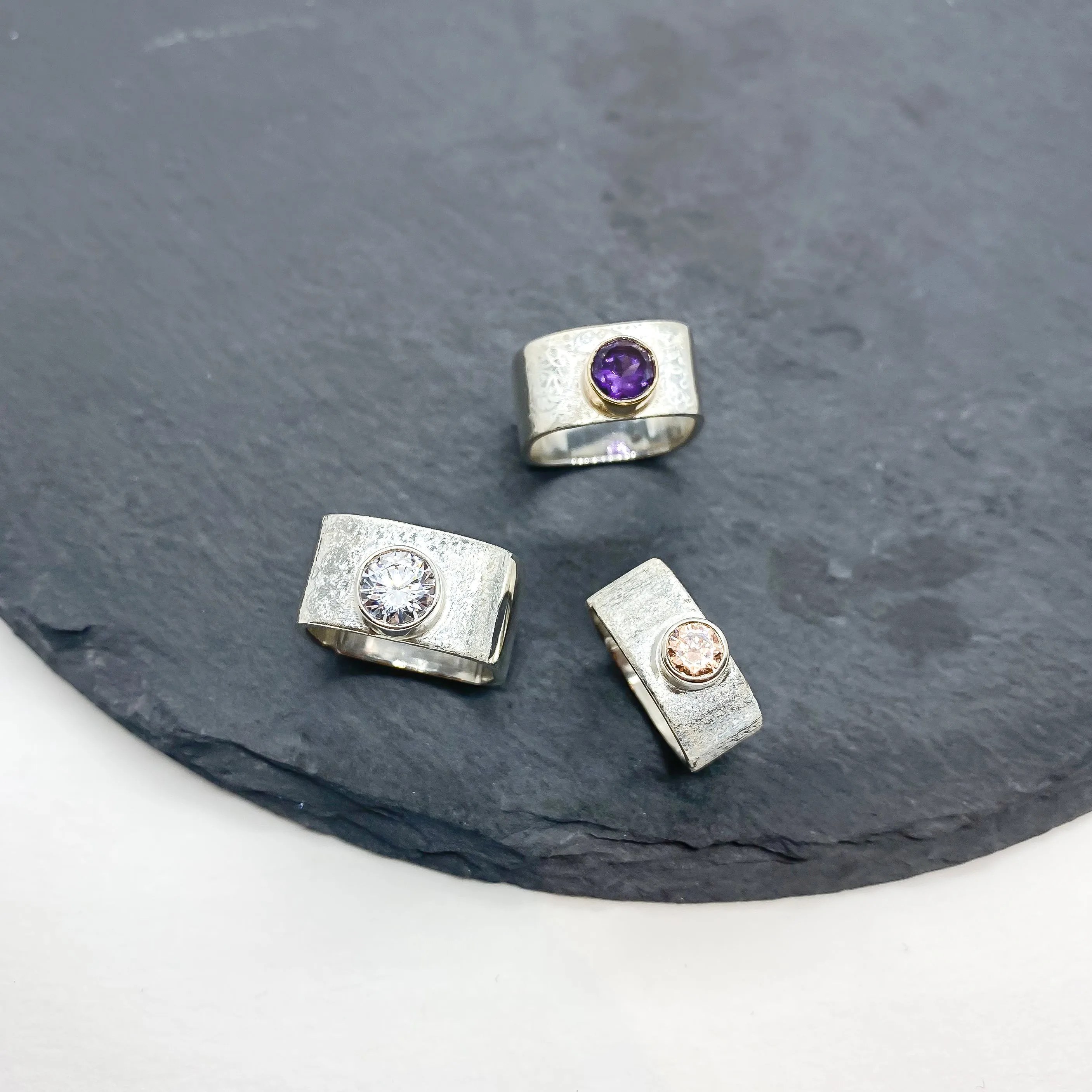 Amethyst Wide Stacking Ring