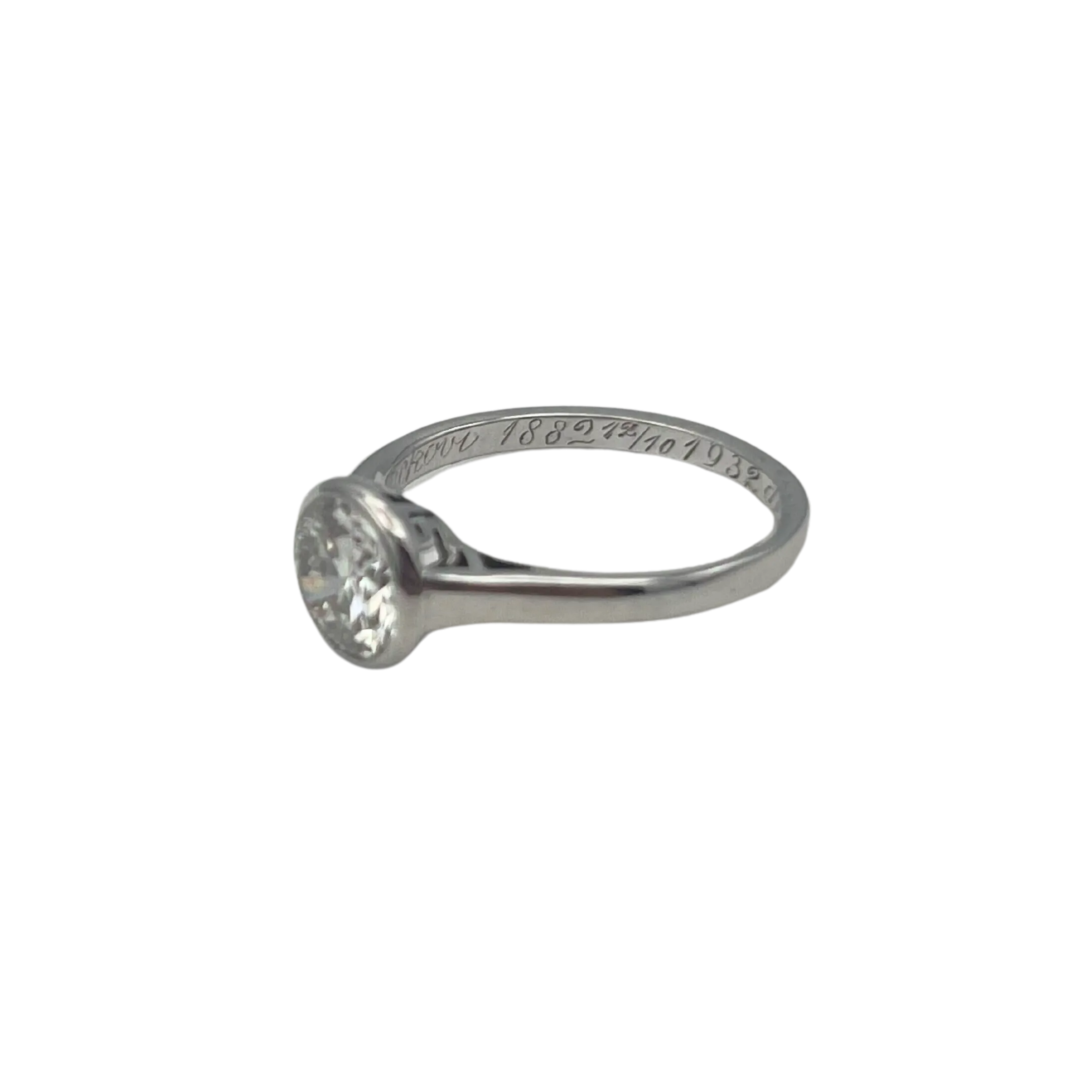 Art Deco 1.30ct Old European Cut Bezel Set Solitaire Diamond Circa 1932