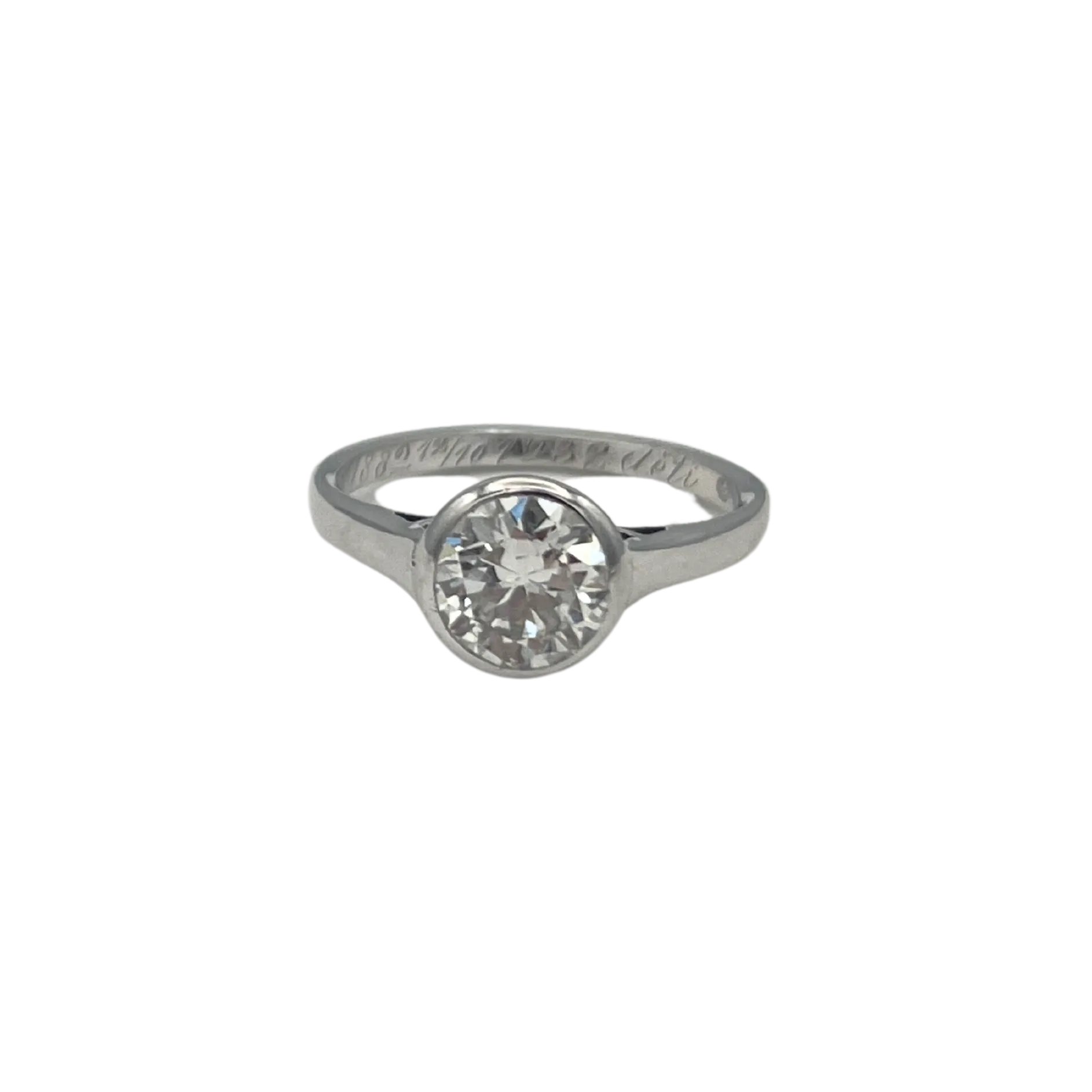 Art Deco 1.30ct Old European Cut Bezel Set Solitaire Diamond Circa 1932