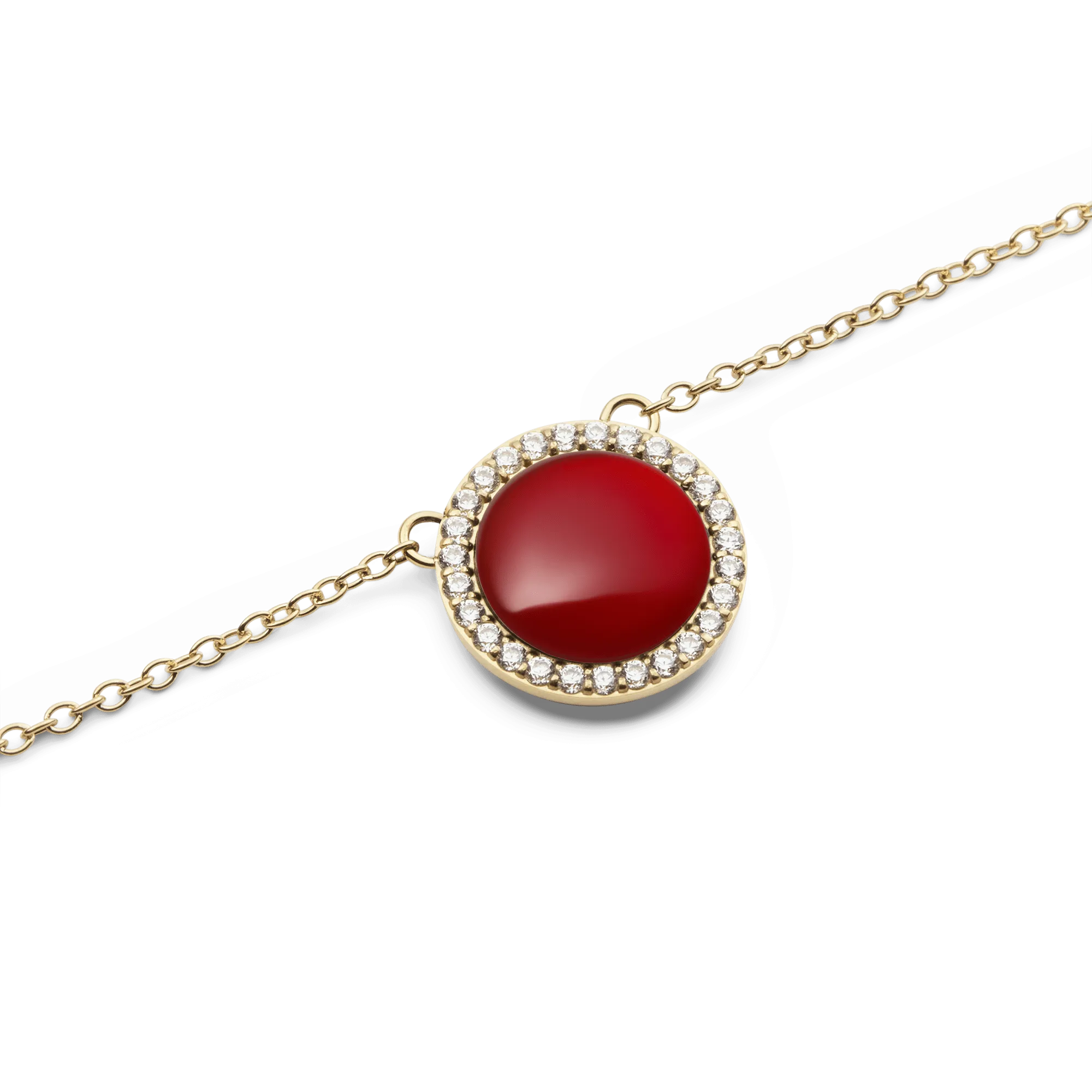 Audrey Necklace  Red Agathe Gold
